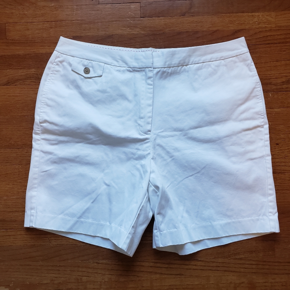 Lands' End | Flat Front Chino Short | White | 14